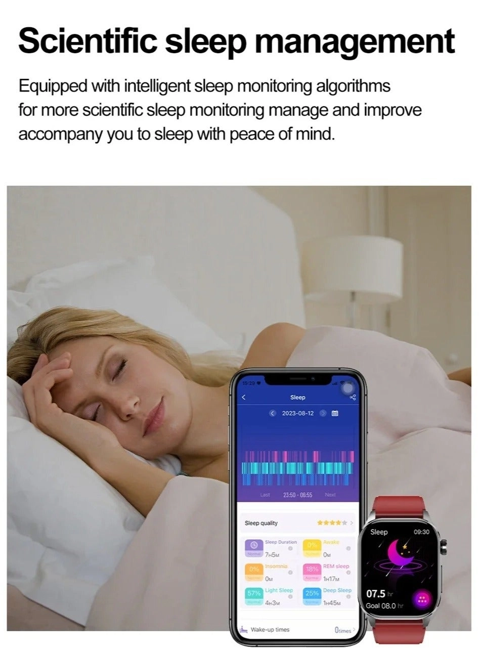 Glucose Monitoring Smart Watch - ECG Bluetooth Call SpO2