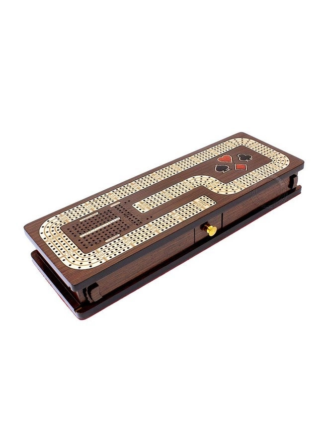 Continuous Cribbage Board - 4 Track Inlaid in Wenge Wood/Maple