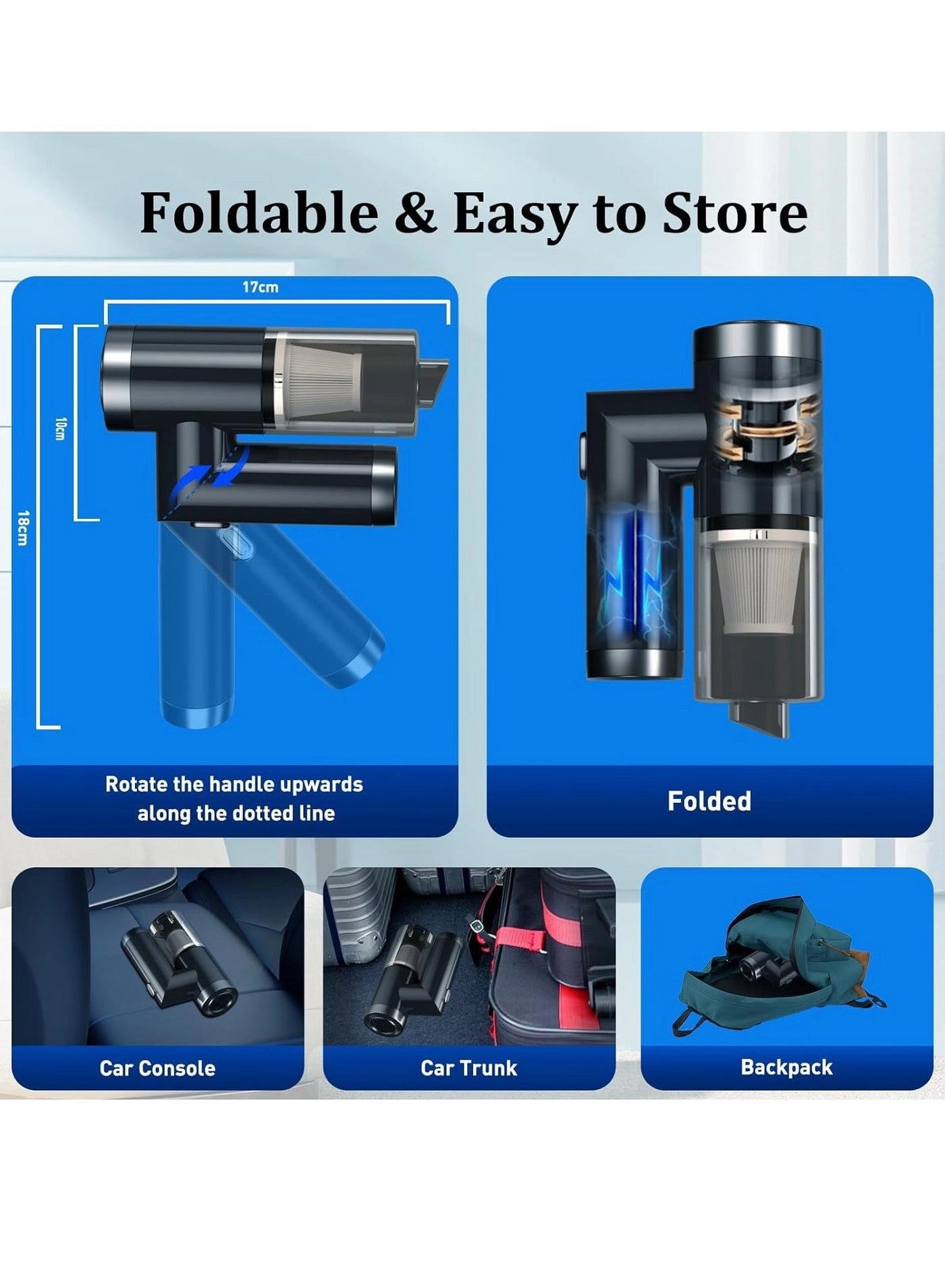 Handheld Car Vacuum Cleaner - 4000mAh