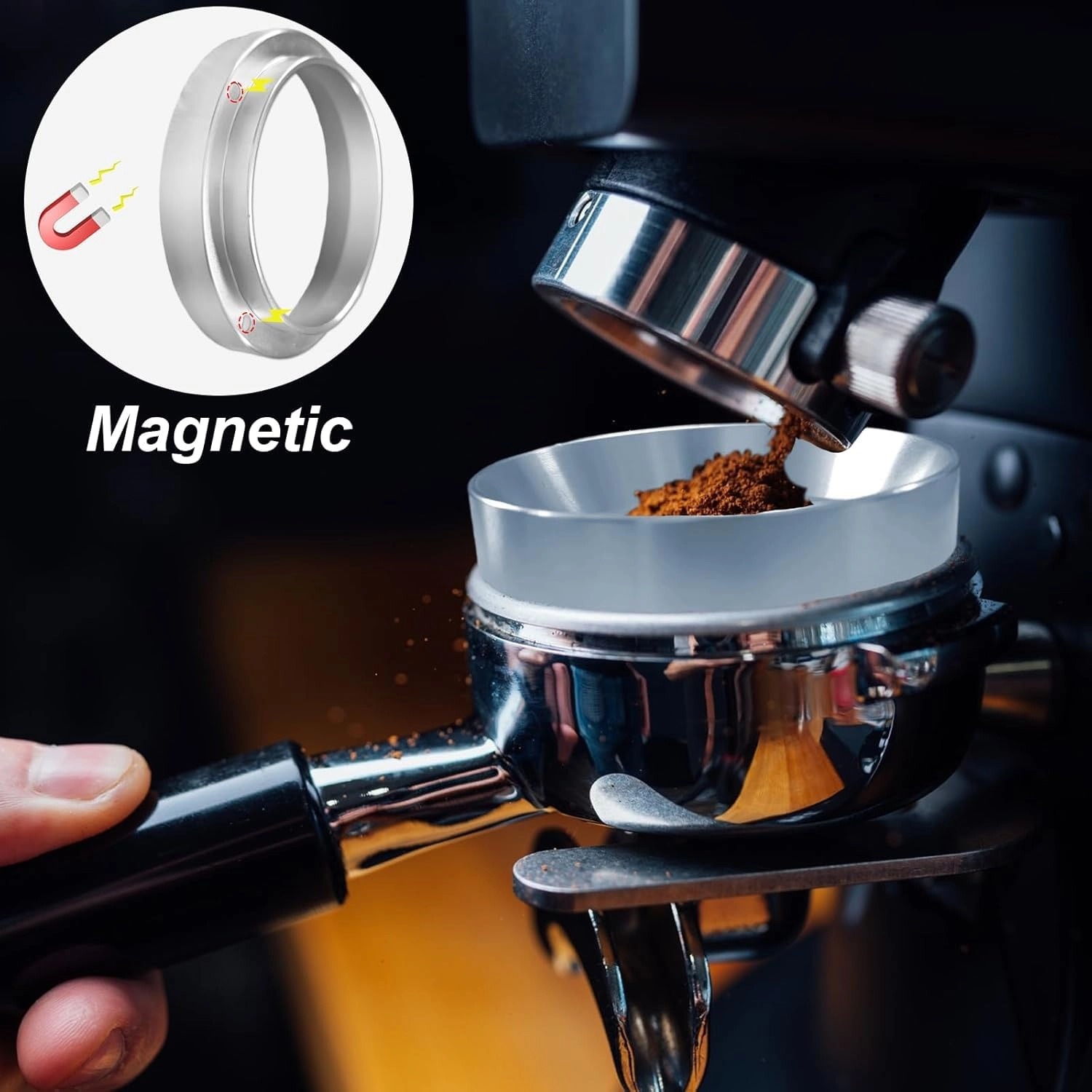Espresso Tamper + WDT Tool + Espresso Dosing Funnel + Silicone Gel Tamper Mat + Espresso Accessories