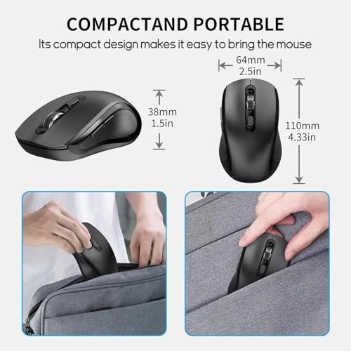 Rechargeable Ergonomic Silent Mouse with 2.4GHz USB Receiver - Wireless