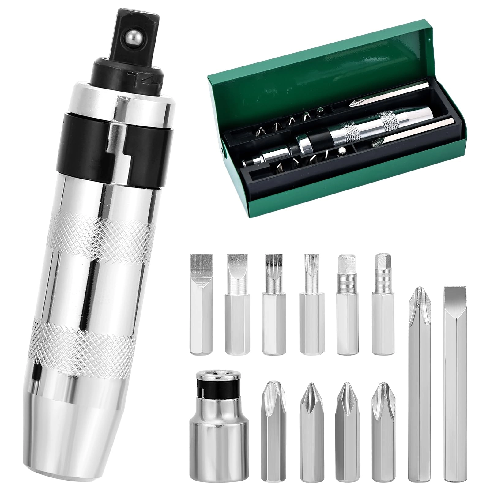 DASBET 1/2" Drive Manual Impact Driver Slotted and Phillips Screwdriver Set (13 Pcs)