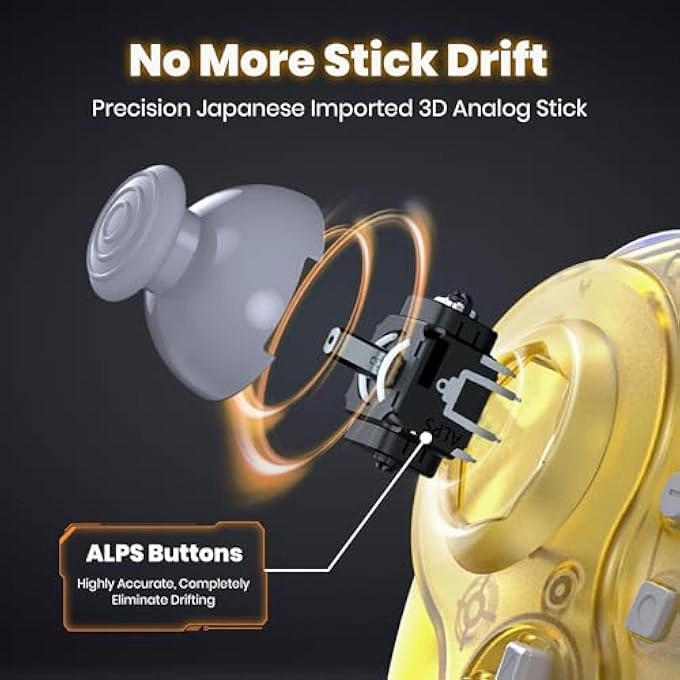 SWITCH2 PRO CONTROLLER - CLEAR YELLOW FOR NGC GAMECUBE CONSOLE, SWITCH/SWITCH OLED/ SWITCH2, PC, STEAM DECK, PC