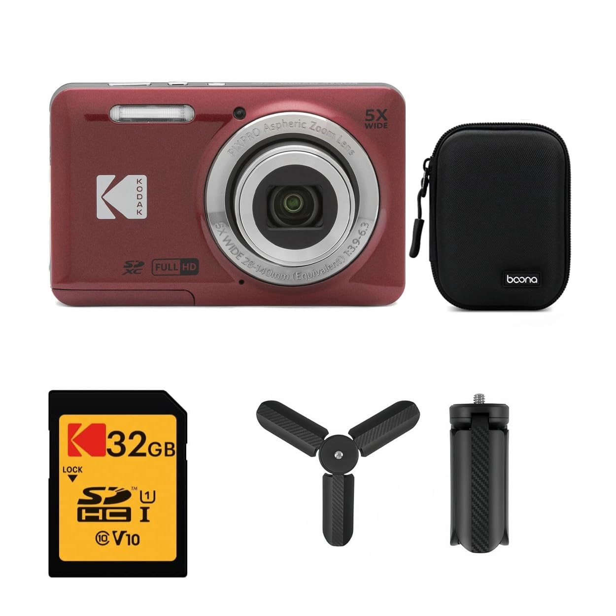 Kodak FZ55 + 32GB SD card + mini tripod
