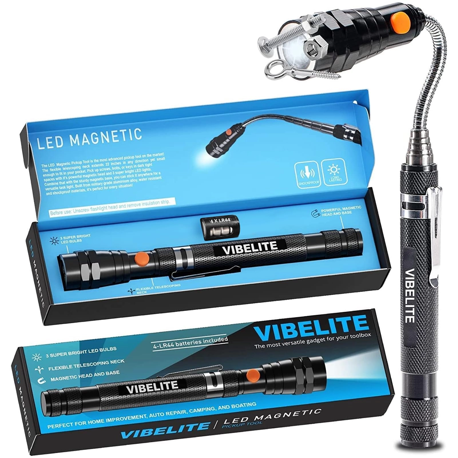 Extendable Magnetic Flashlight - Telescoping Magnet 200lm