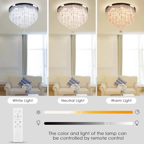 Crystal Ceiling Light - 3 Colors Dimmable