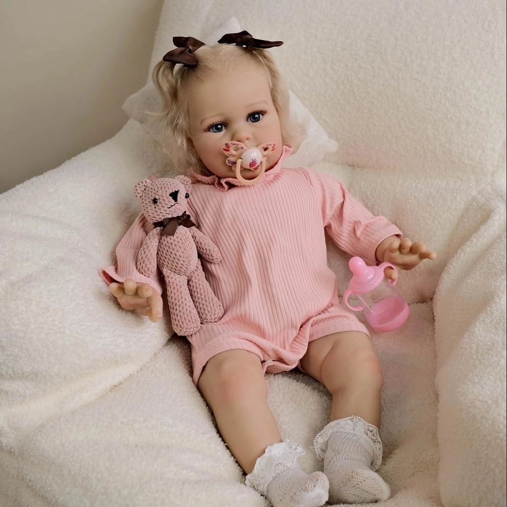 Reborn Baby Doll - 24 Inch Soft Cloth Body Blonde Hair Ages 3+