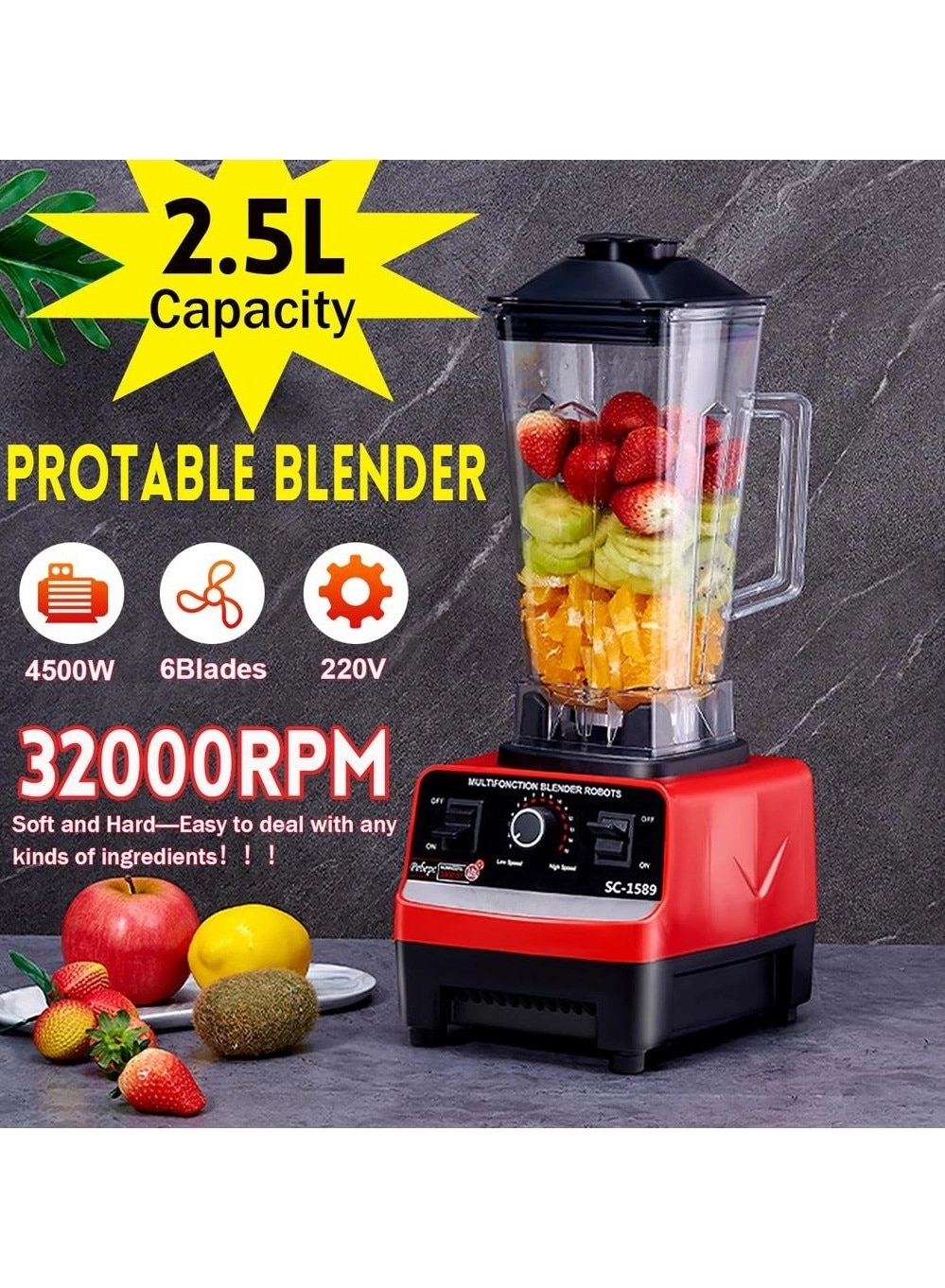 kohelia Commercial Blender Mixer Juicer - 4500W