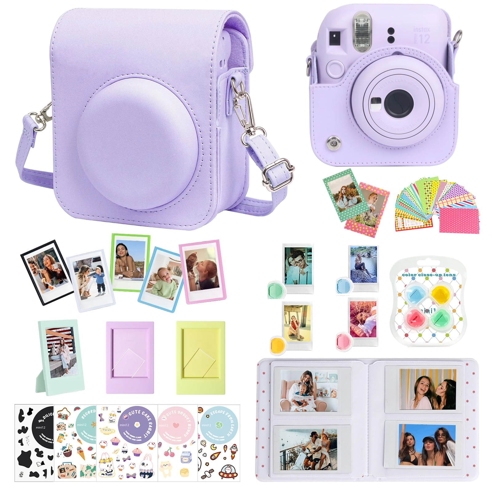 CAIYOULE Camera Case + Mini Picture Album + Colorful Mini Frames + Color Filter + DIY Stickers + Funny Border Sticker + Refrigerator Magnet Frames