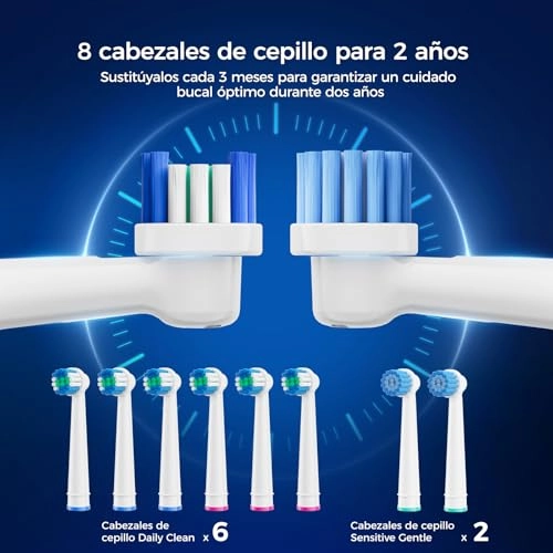 Professional Rotating Electric Toothbrush - 50,000 VPM 8 Brush Heads 120 Days Battery Life