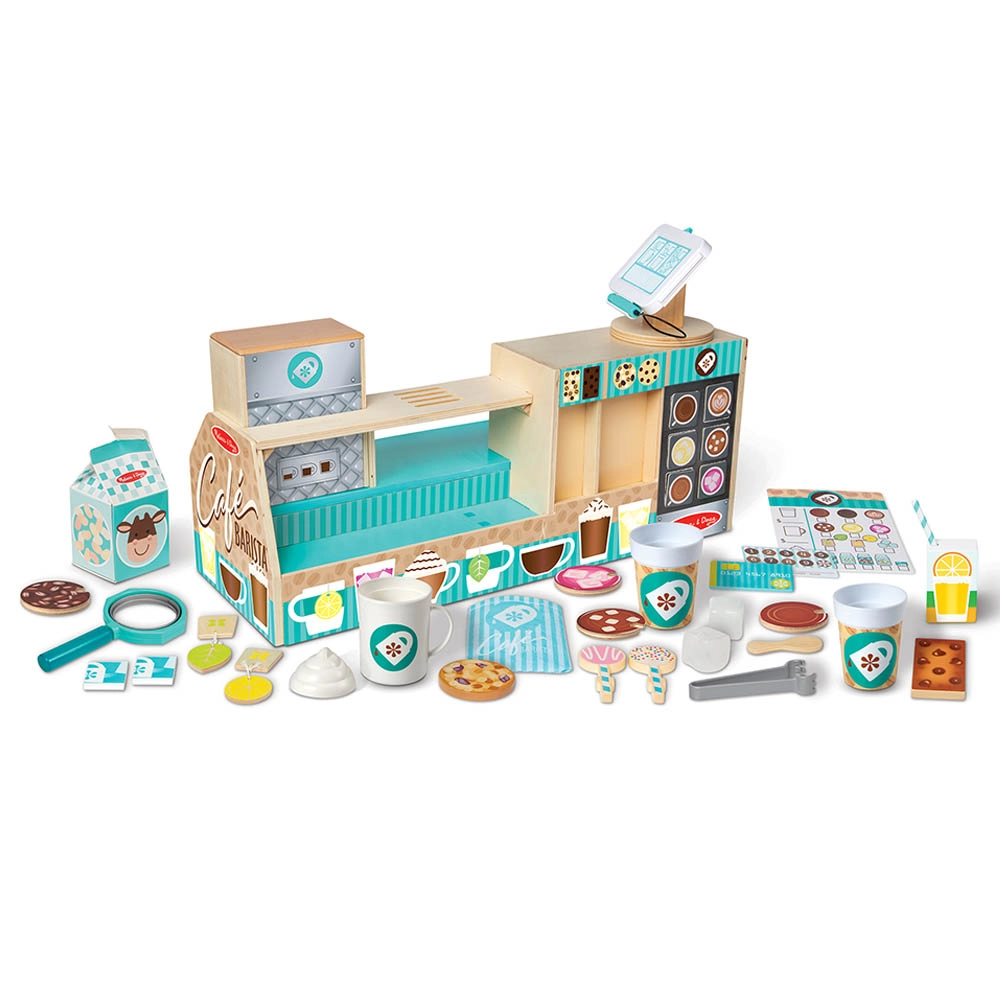 Wooden Cafe Barista Coffee Shop Playset - 35 pcs (EM-MD30602)