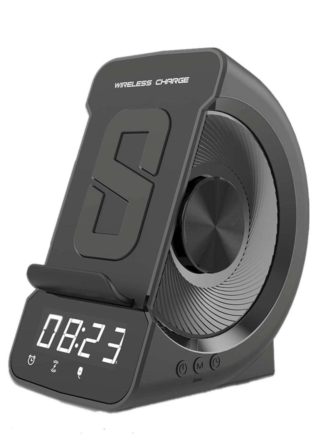Bluetooth Speaker - Wireless Charger Stand Alarm Clock FM Radio