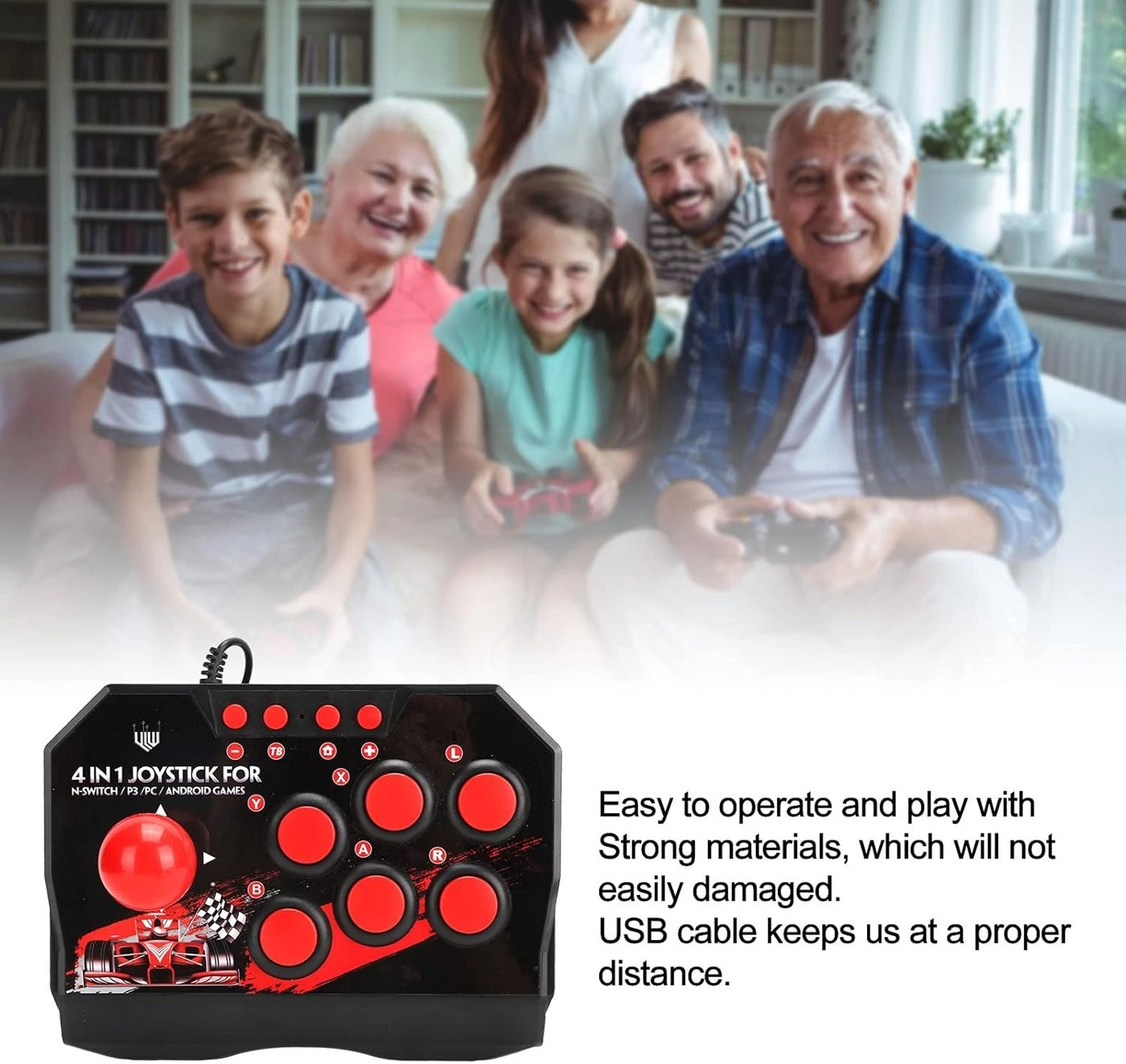 Arcade Fight Stick - black and red Switch PC PS3