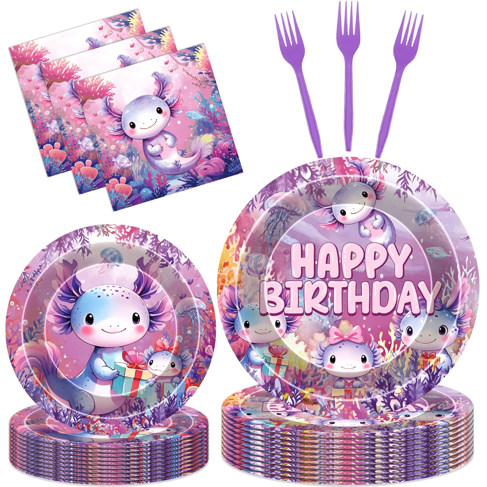ipartygo Axolotl Birthday Party Decorations - 96 Pcs Birthday