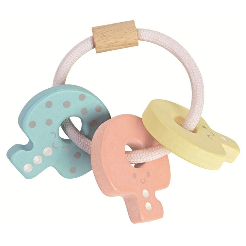 Key Rattle - 3 Months Wooden Pastel Color Collection