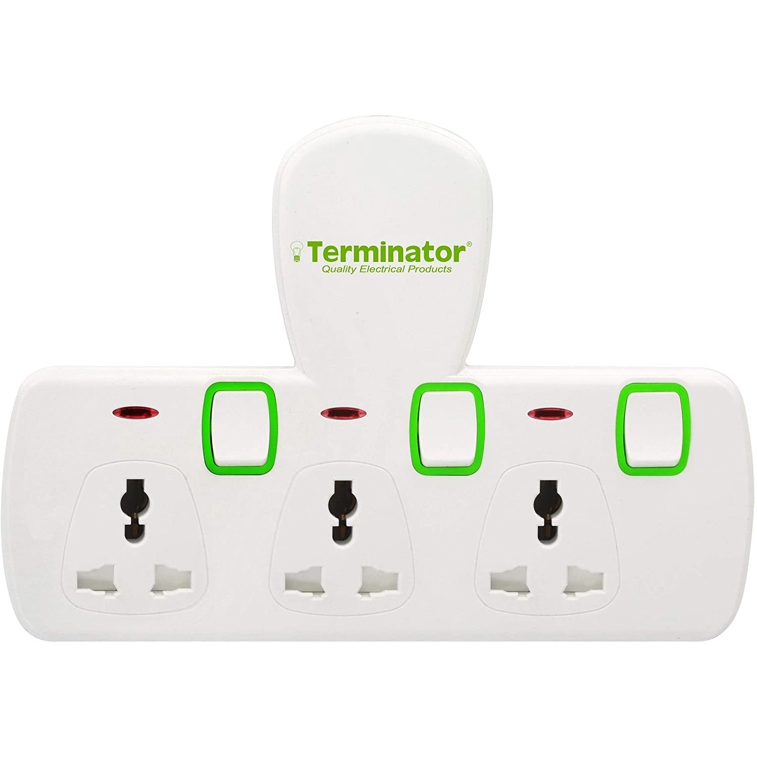 3 Way Universal T-Socket Multi Adaptor - Individual Switches Indicators 13A