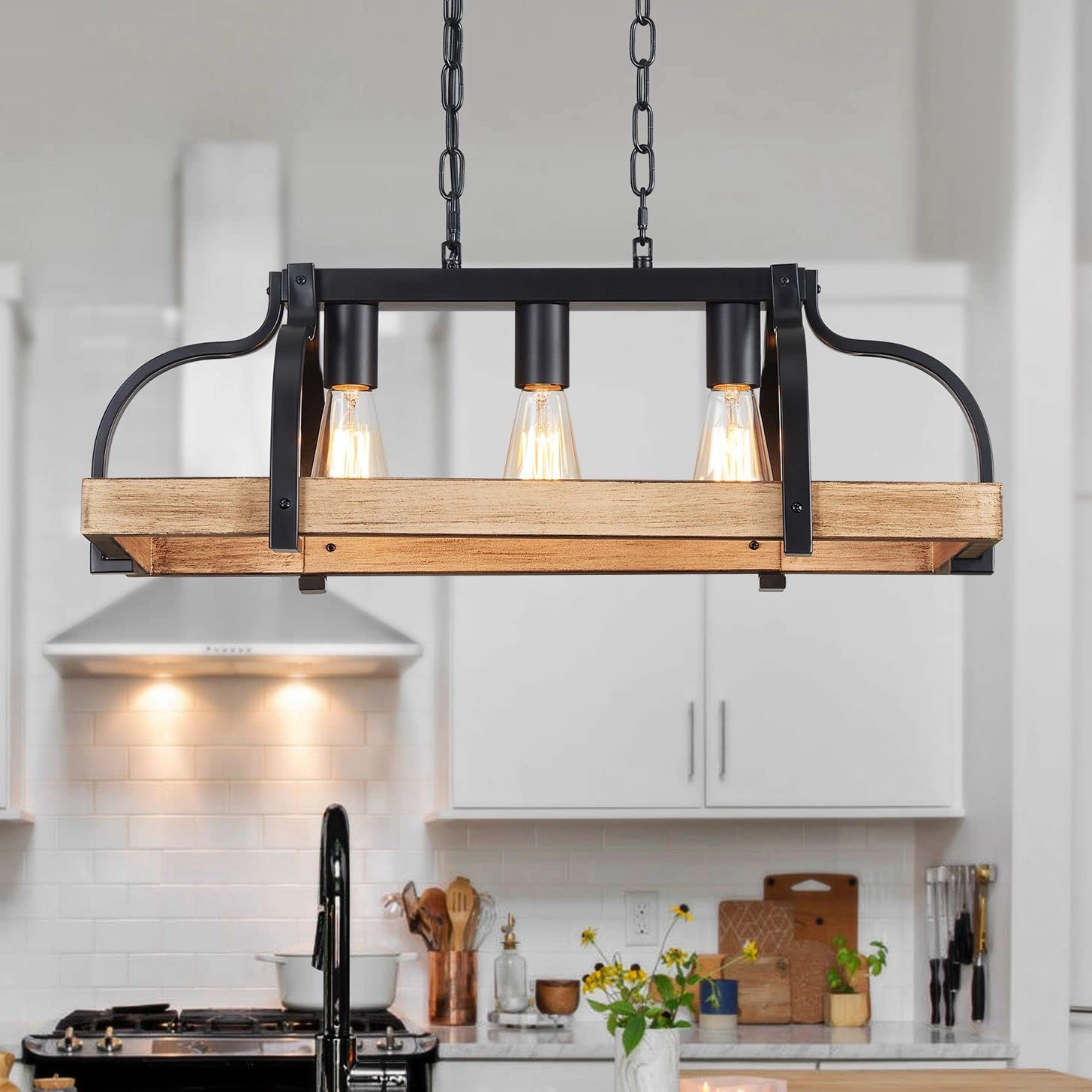 WUZUPS 3-Light Metal Pot Hanging Rack Chandelier