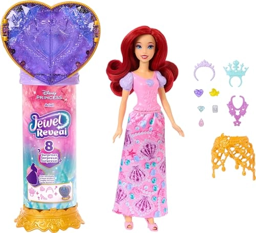 Ariel Fashion Doll - Jewel Reveal 8 Surprises Heart-Shaped Jewel Box