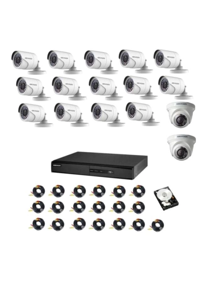Dome Camera + Bullet Camera + Cable + DVR k1 + Hard Disk - 16 channels 2 pixels