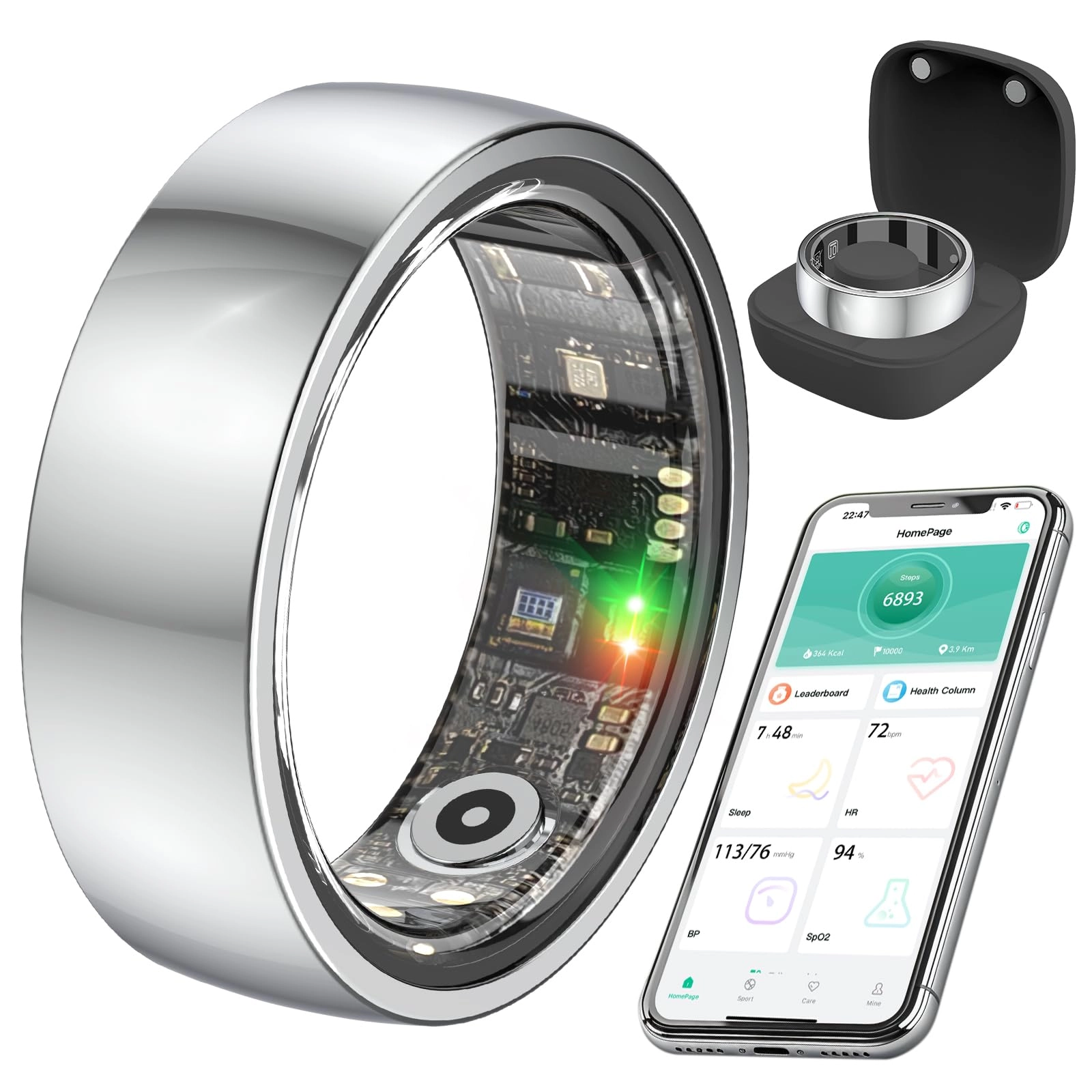 KYUHJU Smart Health Ring - Blood Pressure Monitor Heart Rate Blood Oxygen