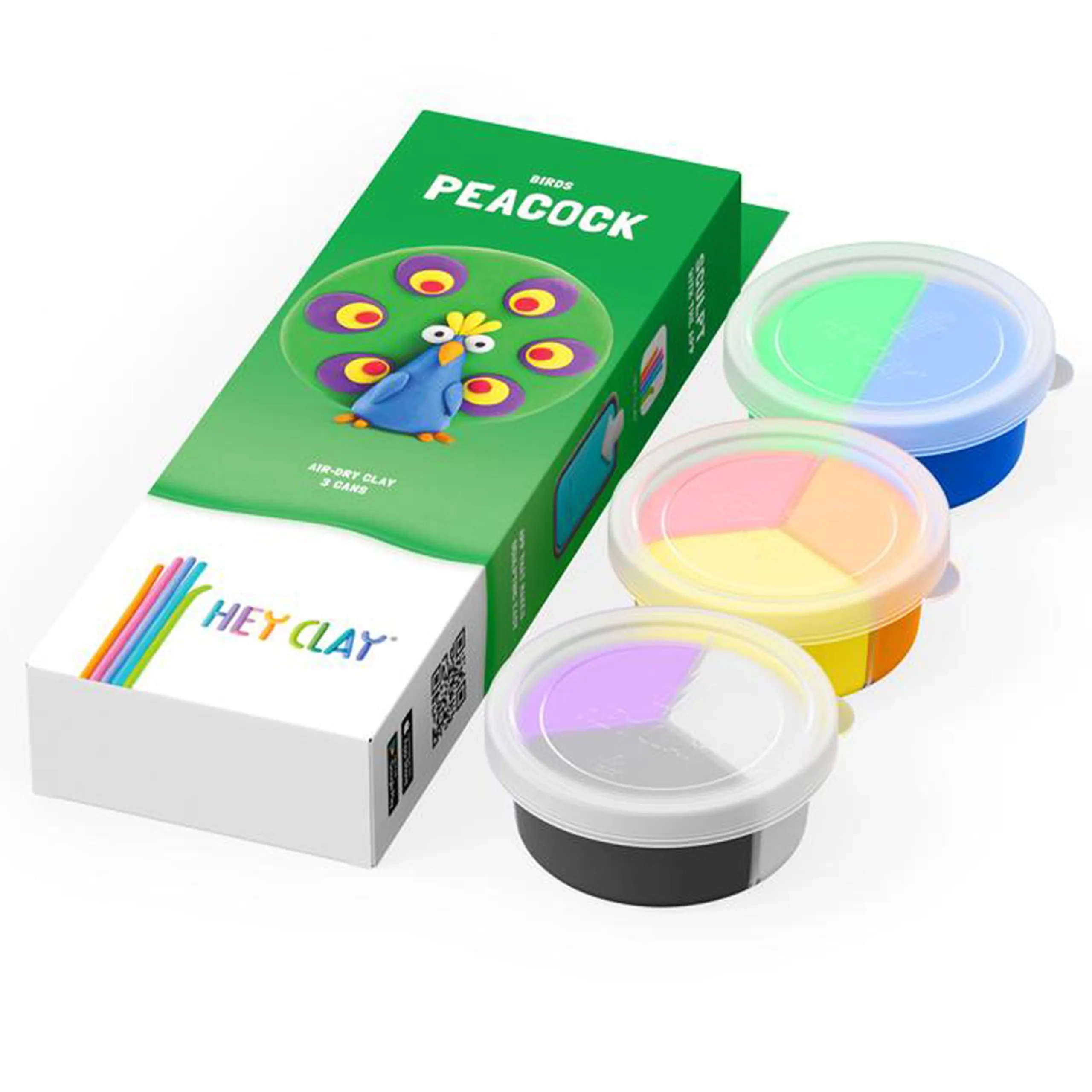 DIY Peacock Plastic Modelling Air Dry Clay Kit - Air Dry Clay 170g 3pcs.