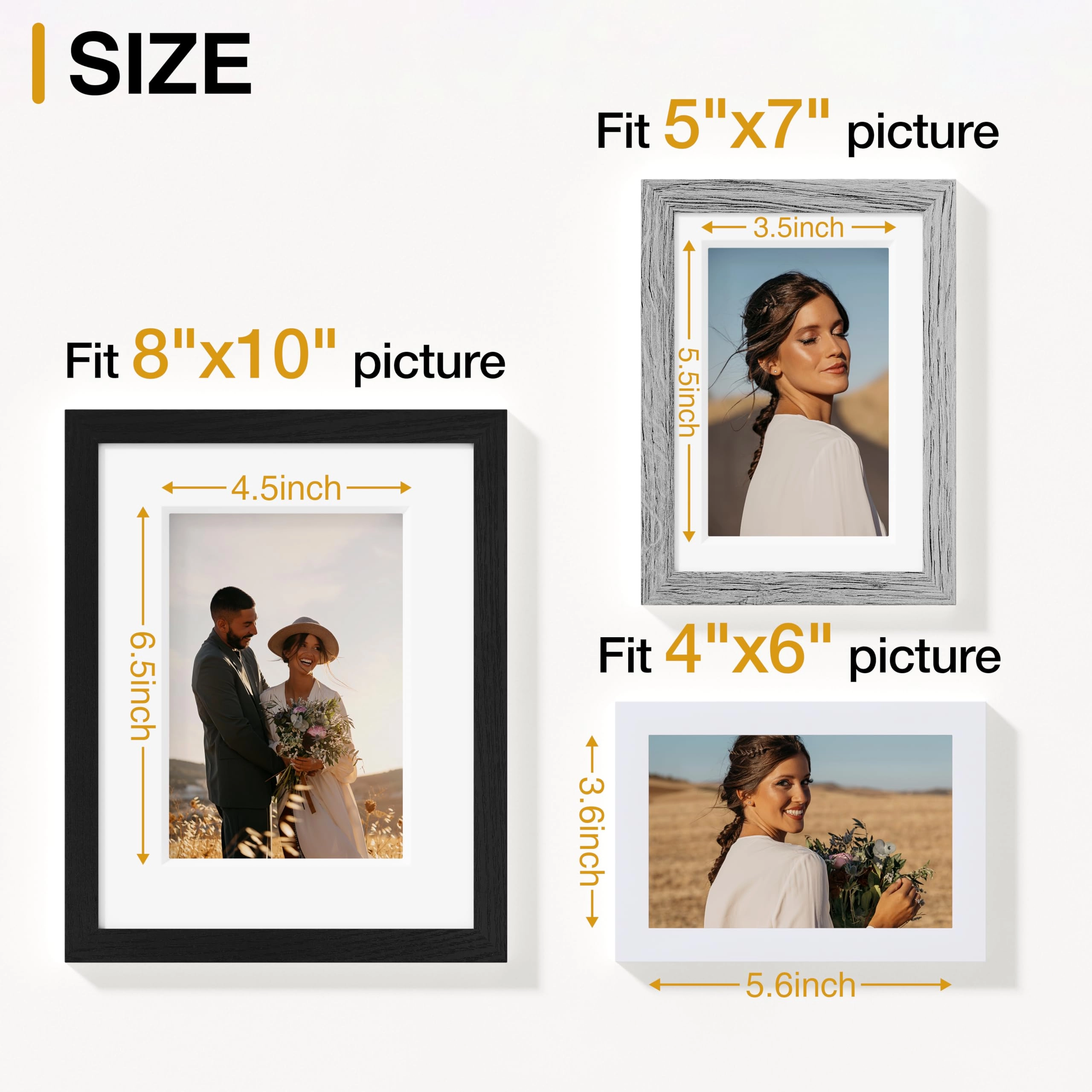 Picture Frames Set - 10 Pack Rustic Grey