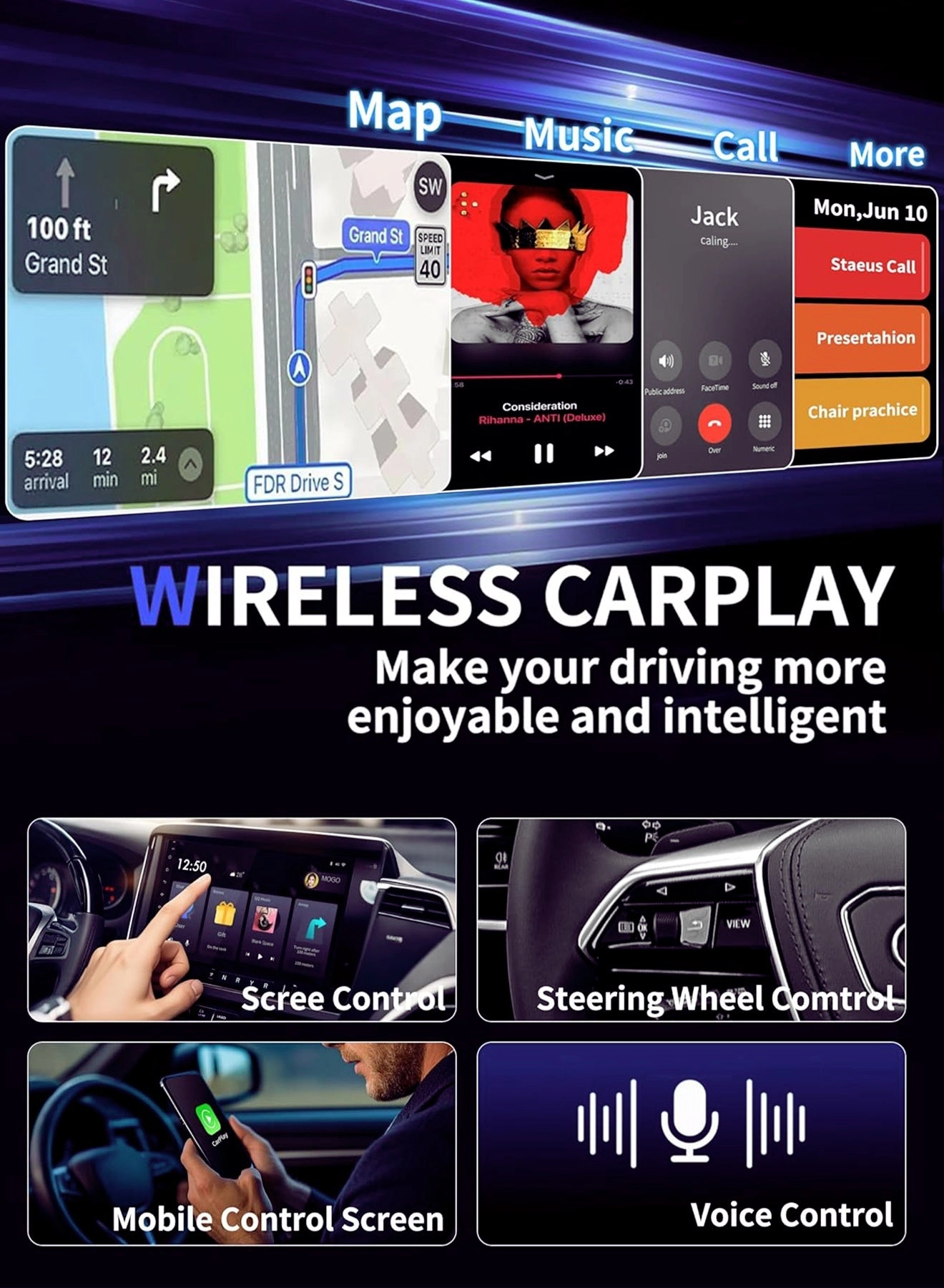 Mini 2-in-1 Wireless CarPlay & Android Auto Adapter - Zero Latency Fast Auto-Connect