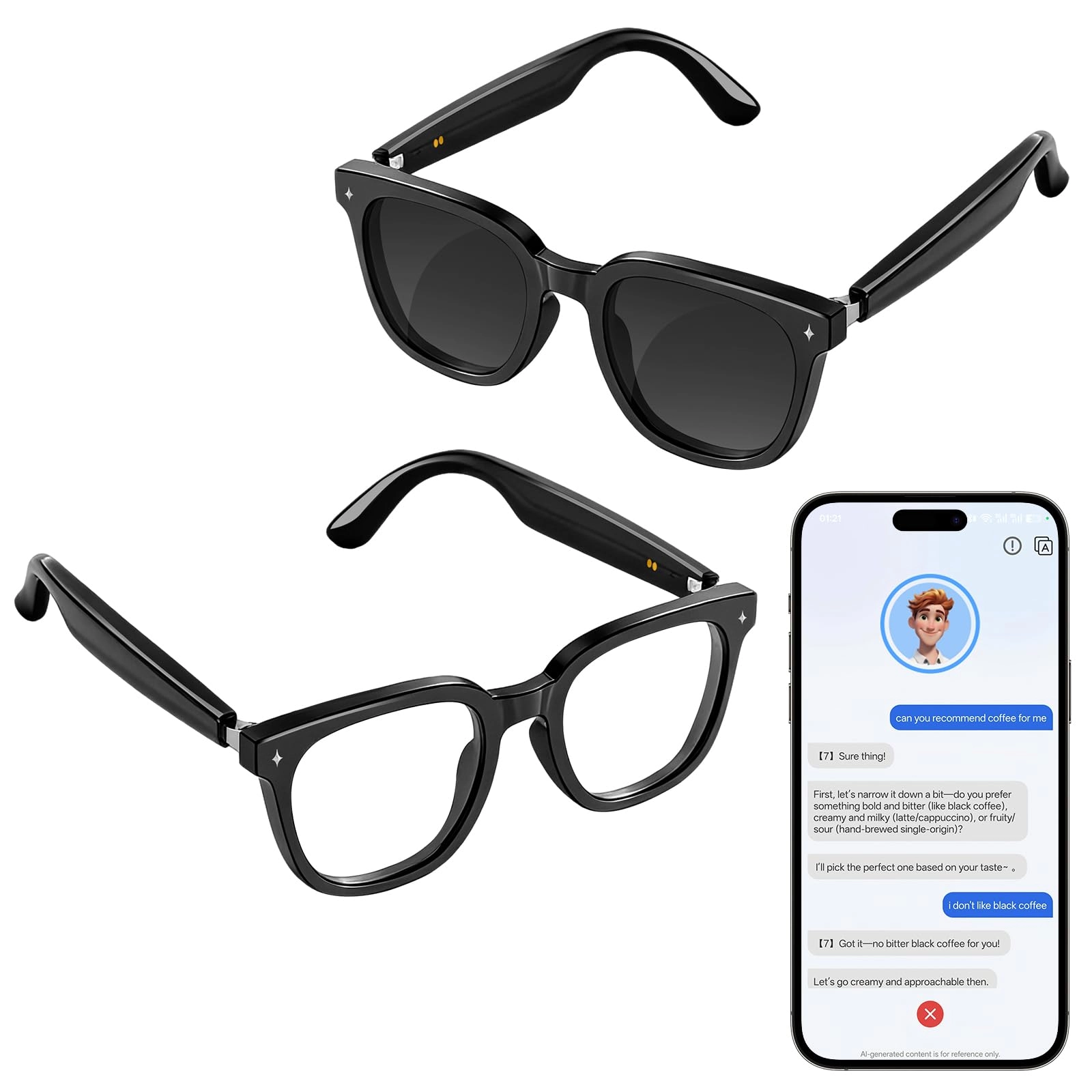 Ai Smart Glasses - Chat GPT Bluetooth Translation