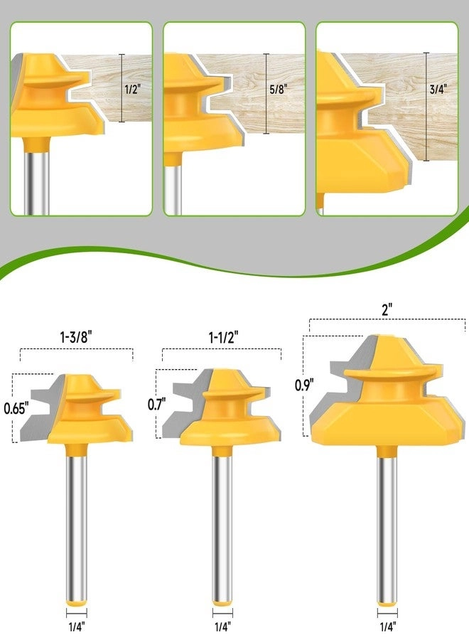 45 Degree Lock Miter Router Bit - 1/4 Inch 3 Pcs