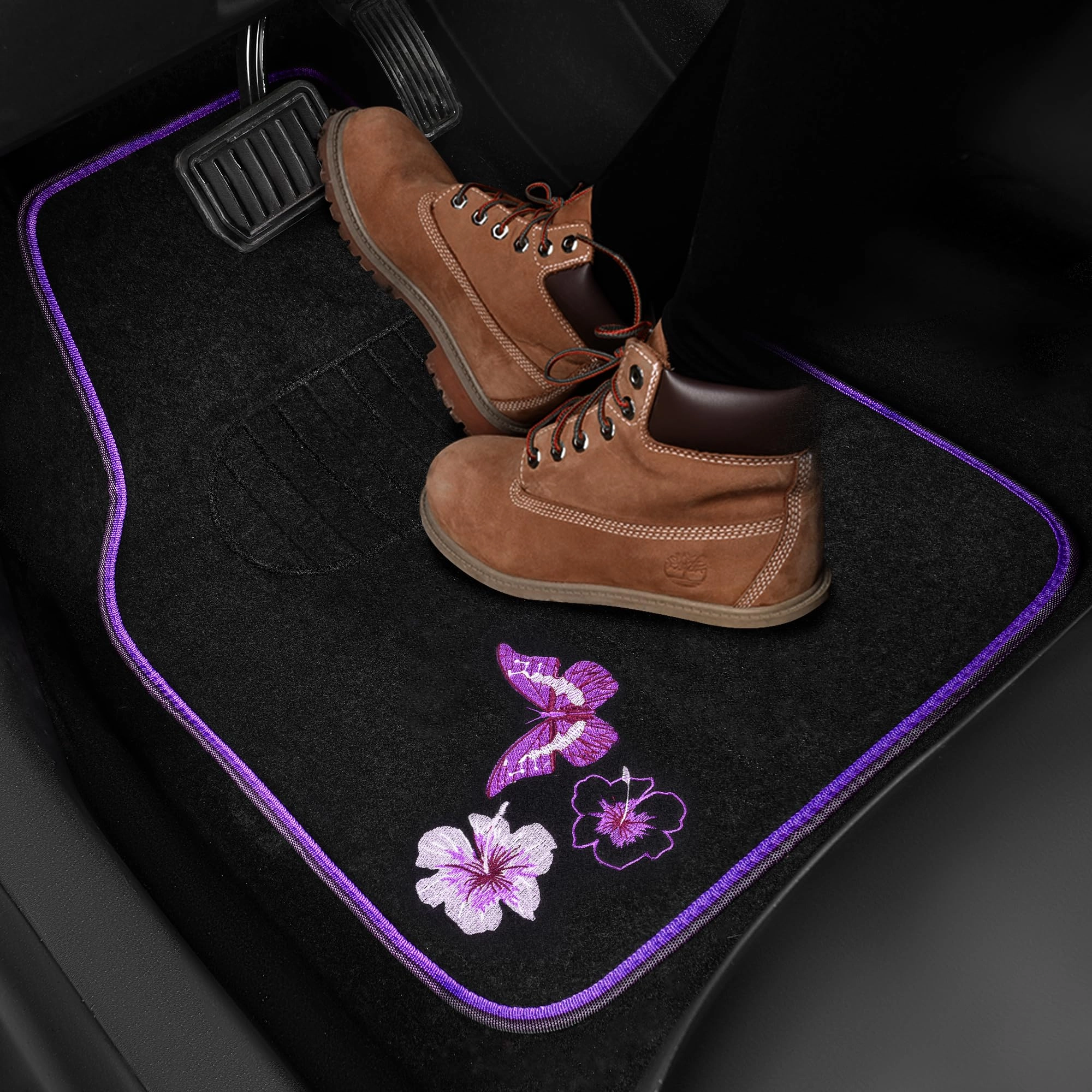 Embroidery Butterfly and Flower Car Floor Mats