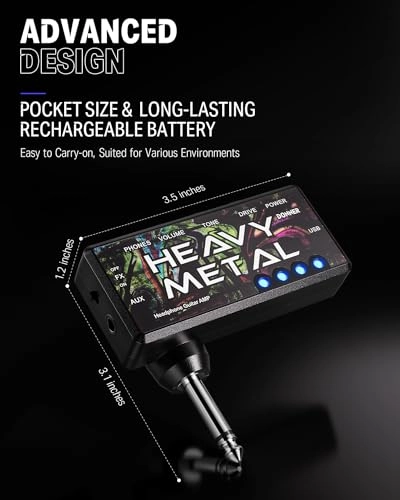 Guitar Headphone AMP - Heavy Metal Pocket Rechargeable