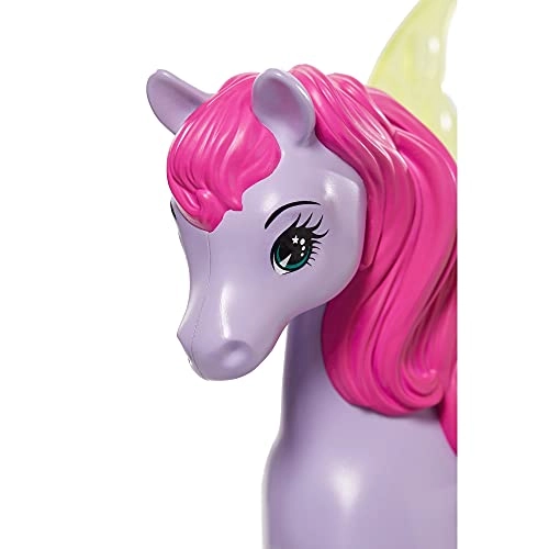 Barbie Dreamtopia Princess Doll - 11.5-in Blonde + Fantasy Horse - Translucent Yellow Wings + Chariot - Vibrant Pink