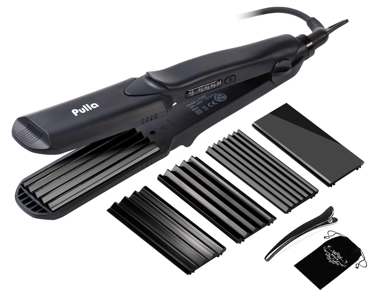 PullaMessy Hair Straightener and Crimper - 4 in 1 Tourmaline Ceramic Adjustable Temperature 320°F - 430°F