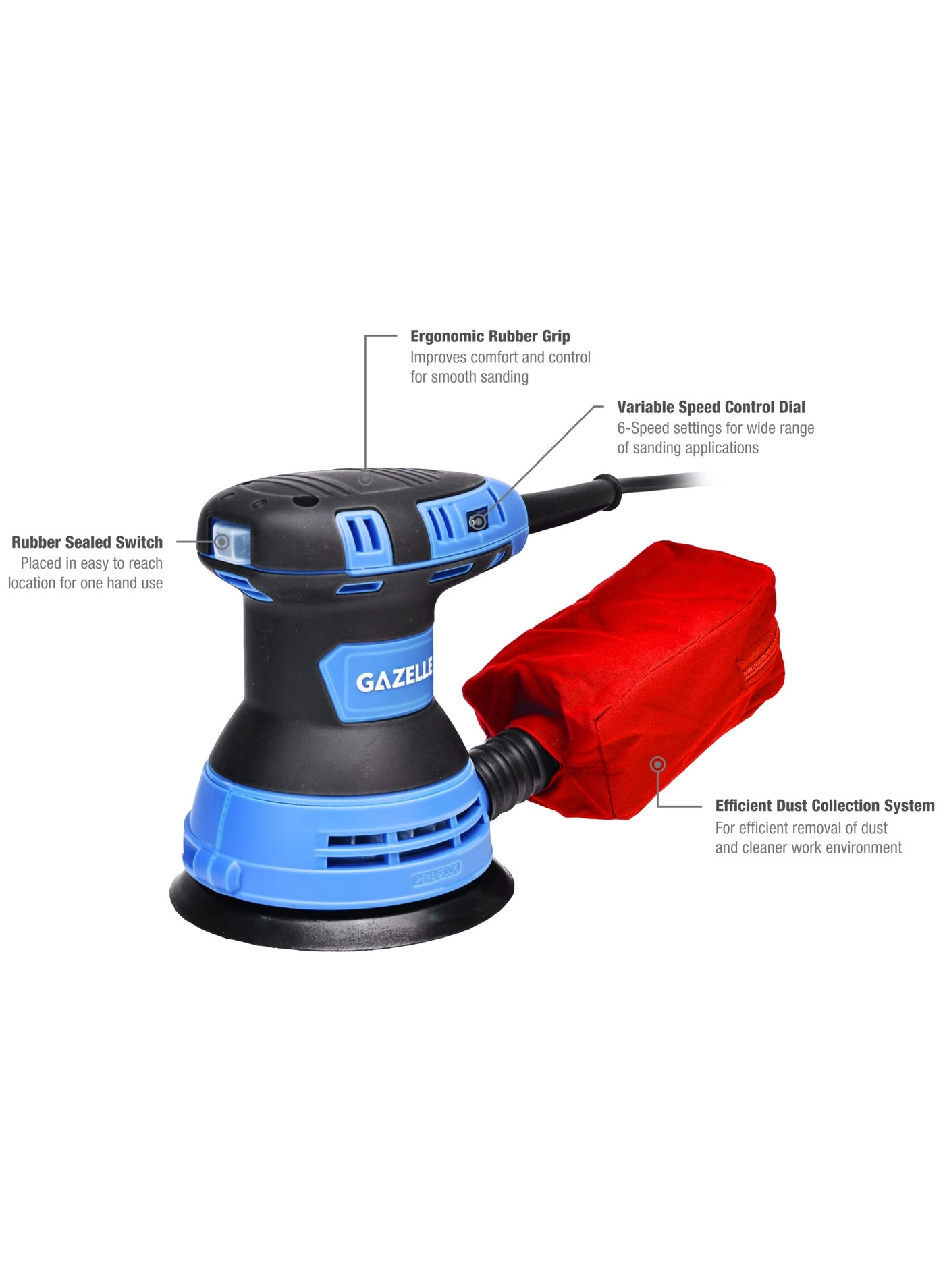 GW7020 - 5 In. Random Orbital Sander 125mm 300W