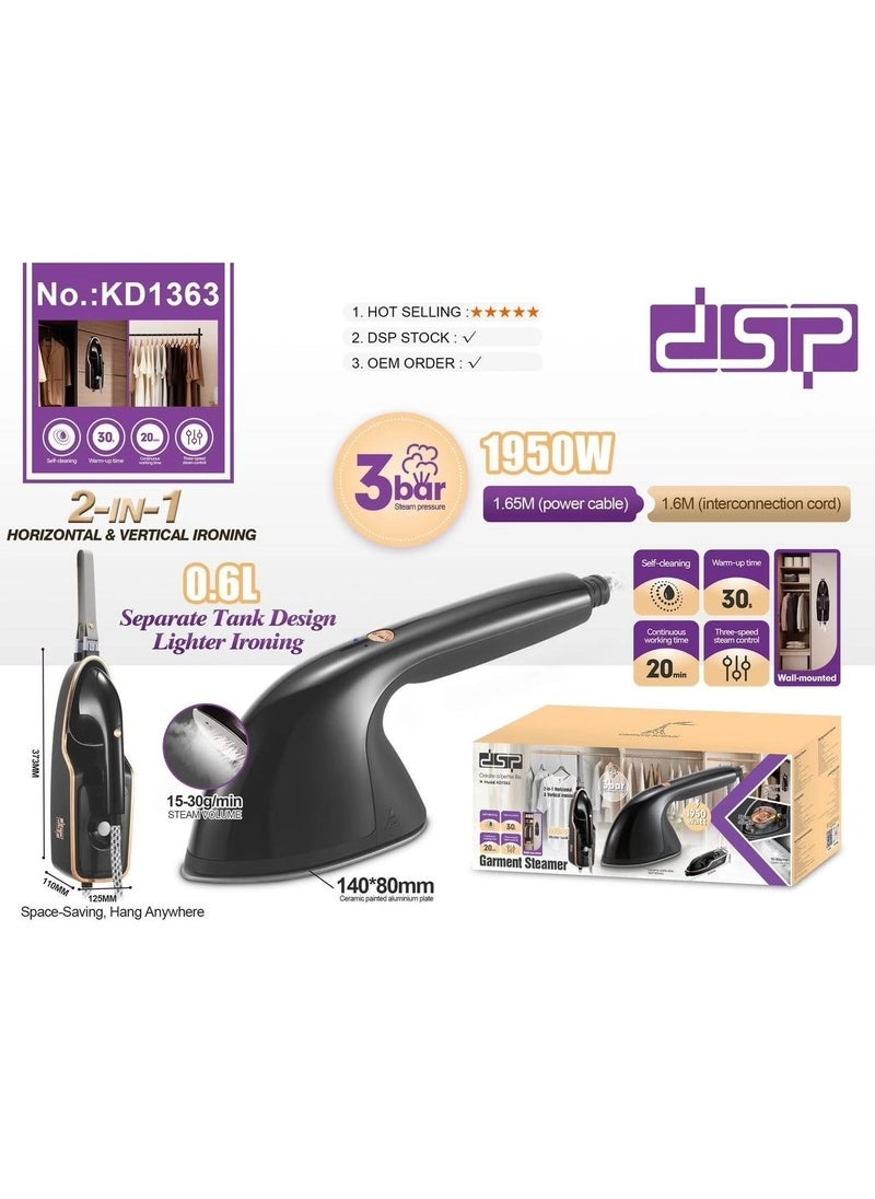 TechTree KD1363 - 2-in-1 Horizontal & Vertical Garment Steamer