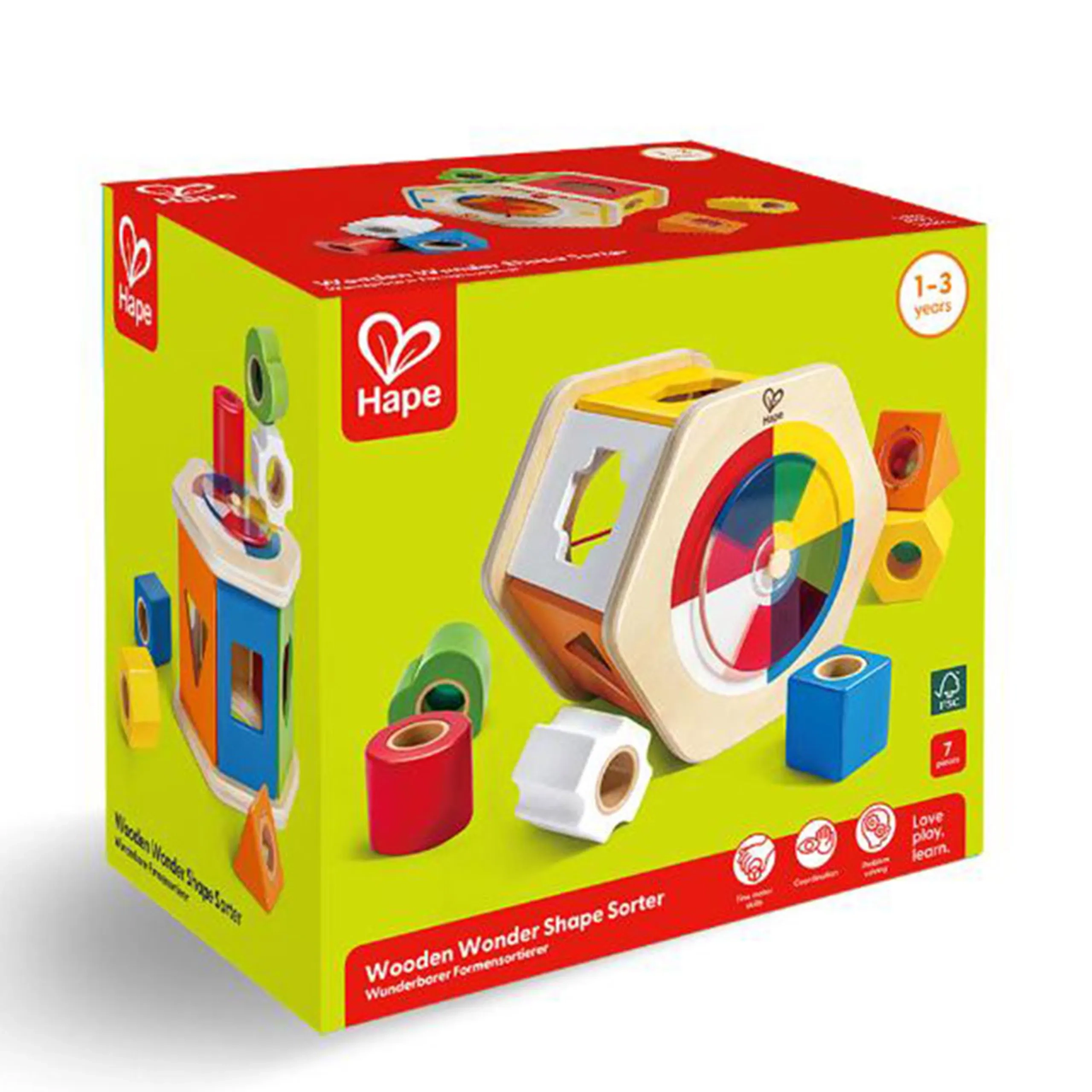 Wooden Wonder Shape Sorter - Suitable for 12 months & above 7 pieces