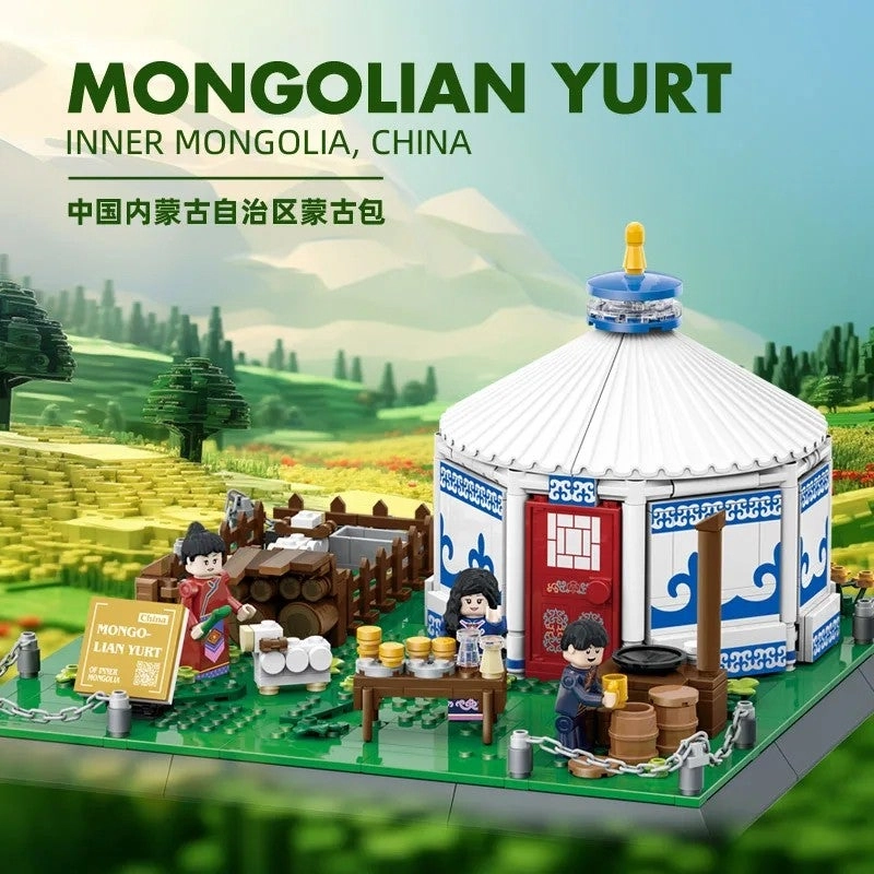 Bluejw Mongolian Yurt Building Set - 778 pcs Architecture