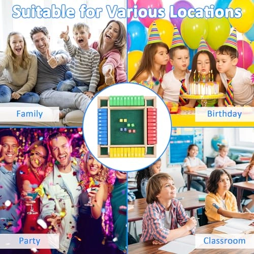 Shut The Box - 4 Player Wooden 4 Colours