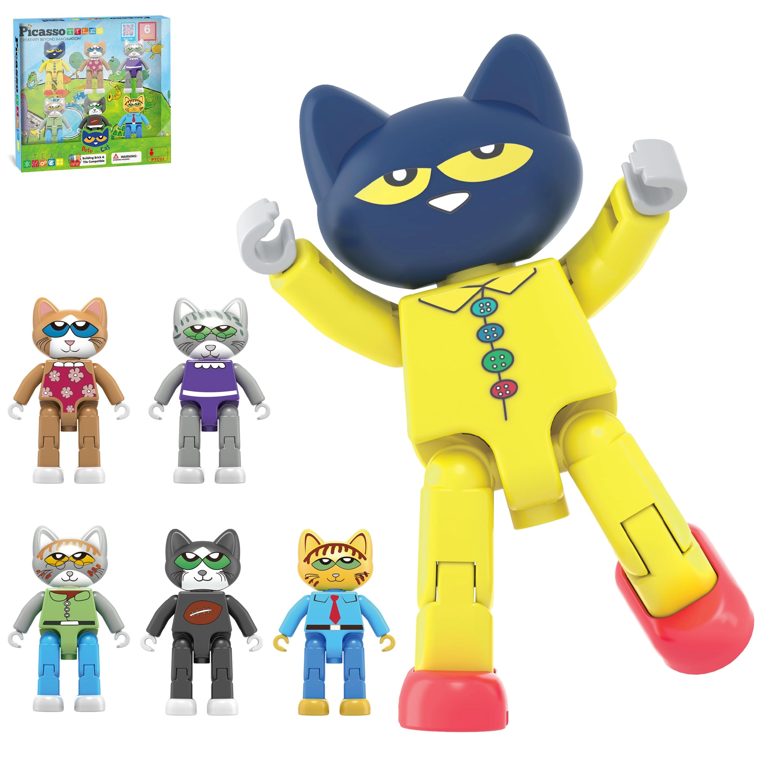 PicassoTiles Magnetic Figures - Pete the Cat 6pcs