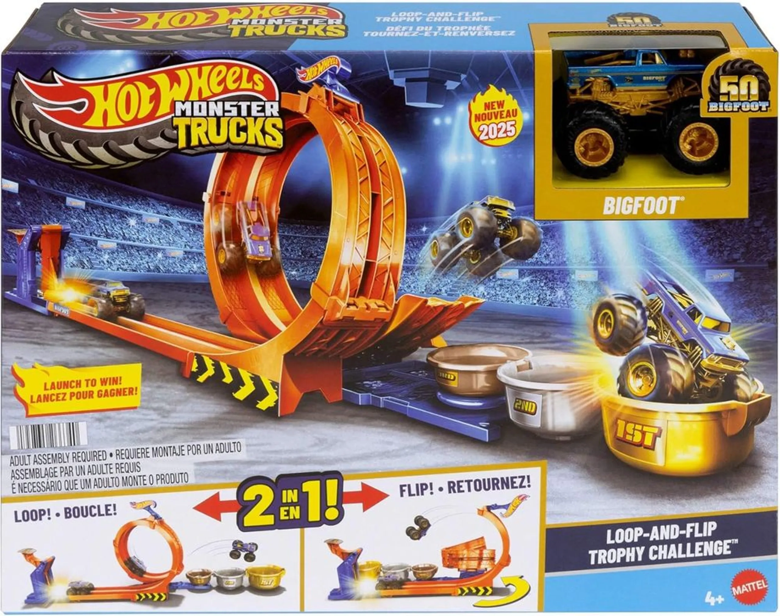 Monster Truck Loop-And-Flip Trophy Challenge Playset - 1:64
