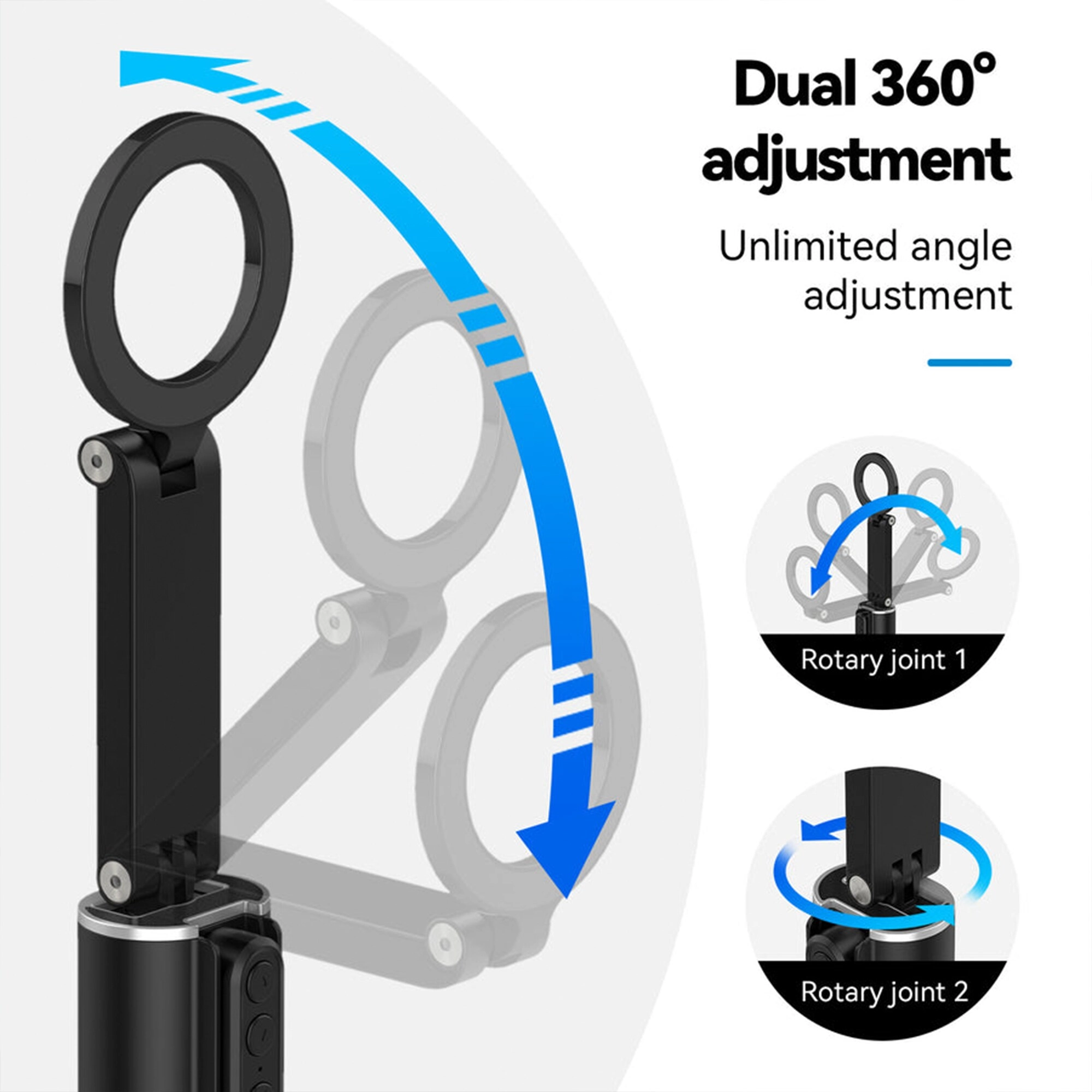 Magnetic Travel Phone Holder - Bluetooth Remote 360° Rotation