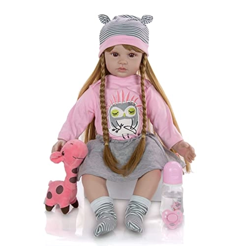 Reborn Baby Doll - 24 Inch Vinyl Cotton Body Pink Yarn Skirt Ages 3+