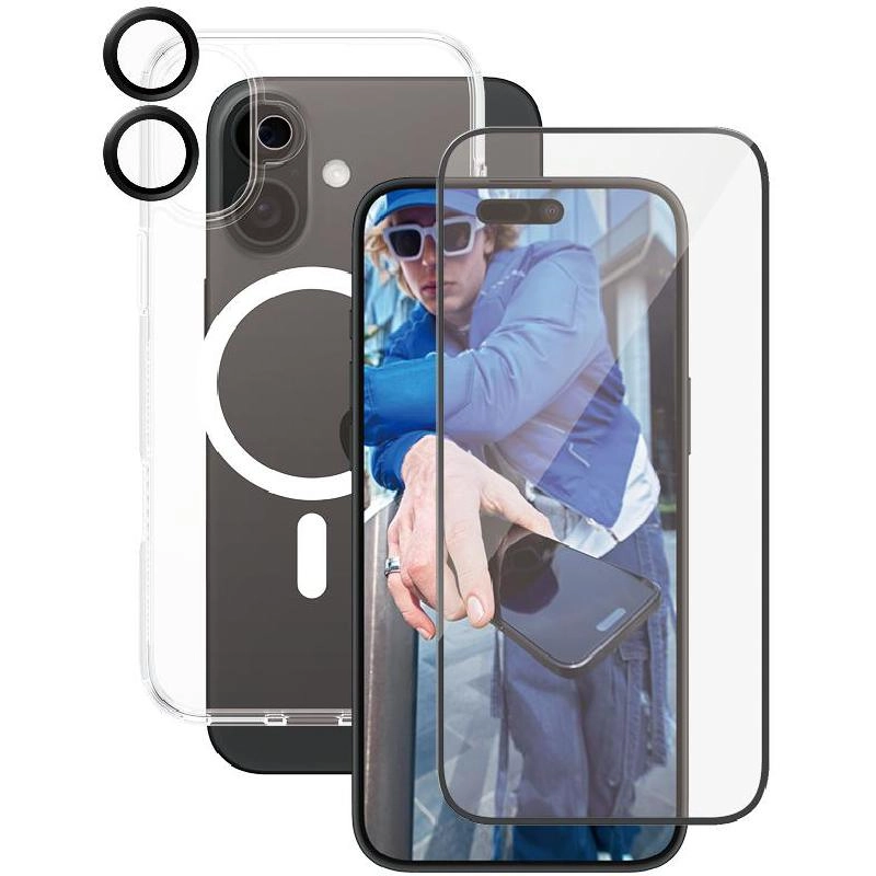 CARE MagSafe Case - 100% Recycled Plastic MagSafe + Ulta-Wide Fit Screen Protector - 60% Recycled Glass + Hoops Camera Lens Protector for iPhone 16 Plus