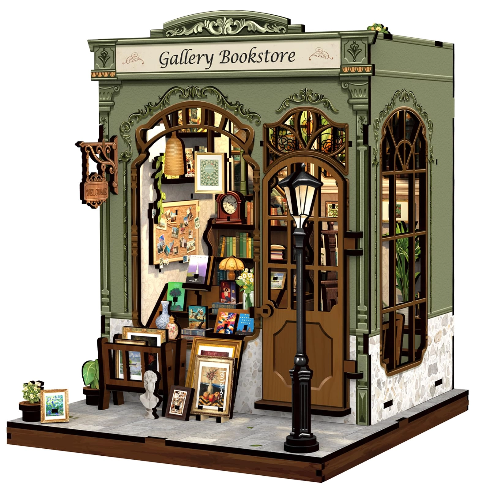 Fsolis Book Nook Kit - Gallery Bookstore 1:14