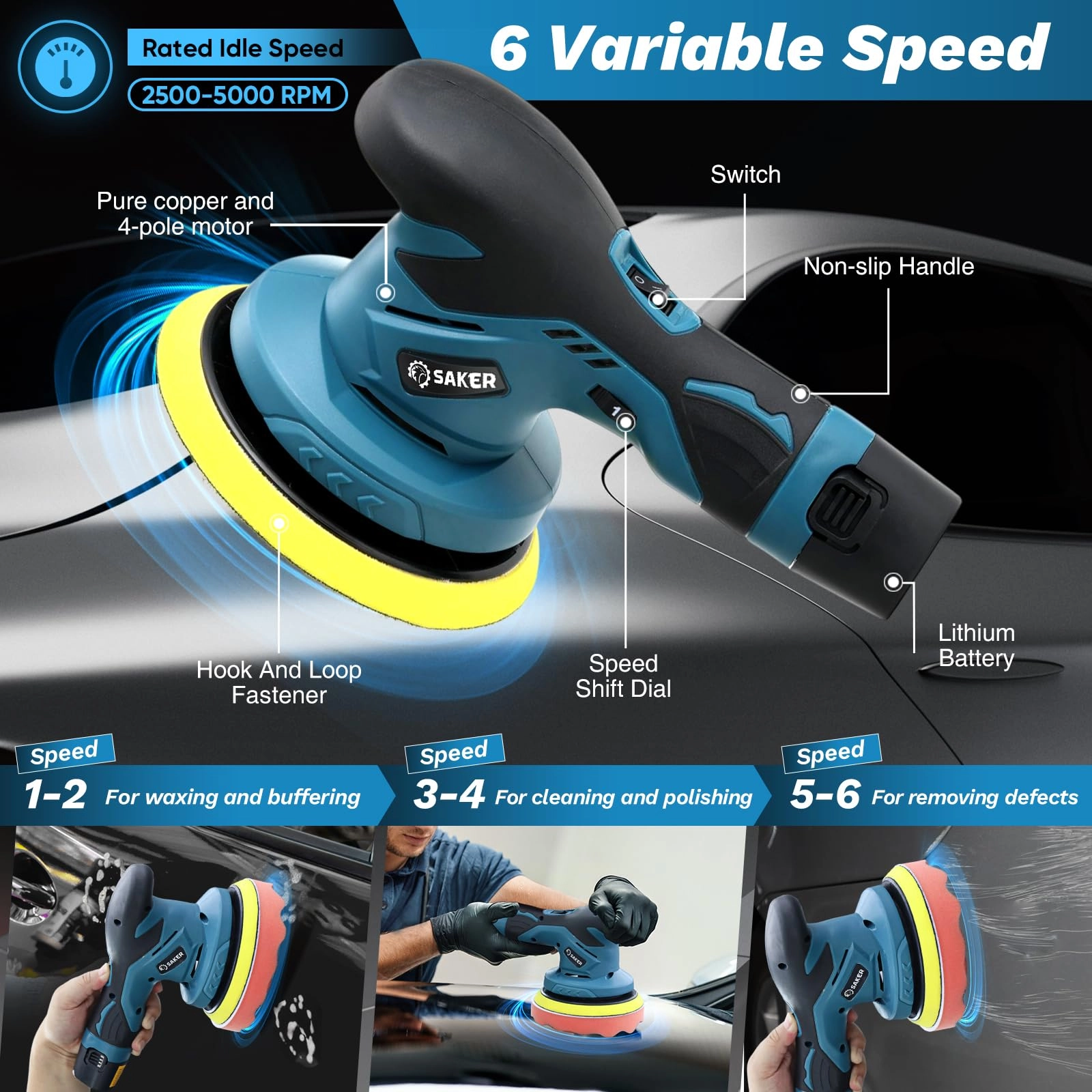 Mini Cordless Buffer Polisher - 6 Inch