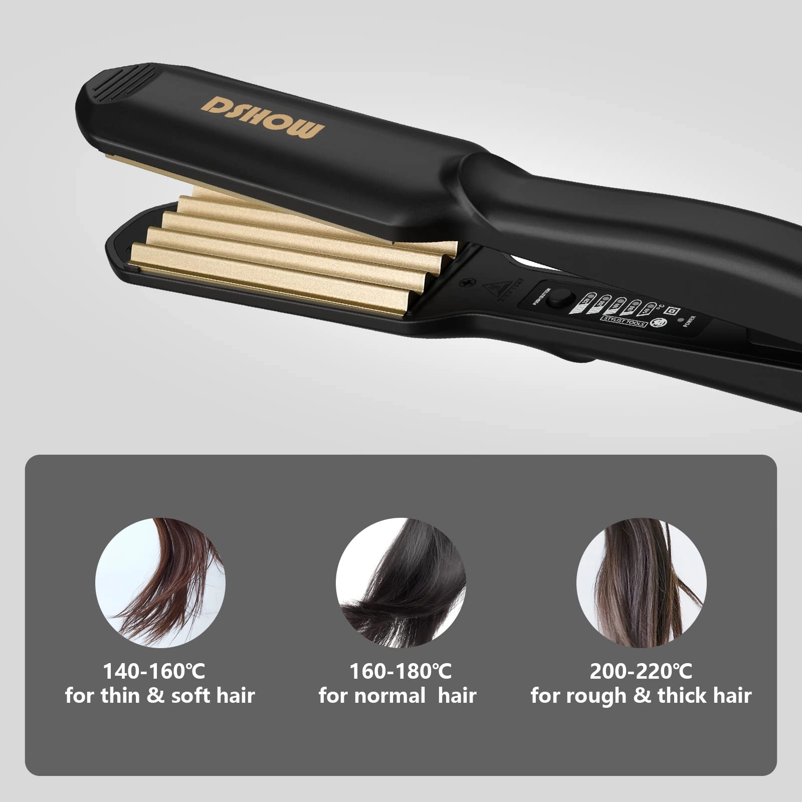 Hair Crimper - Titanium Ceramic Plates 220°C Dual-voltage(100-240V)