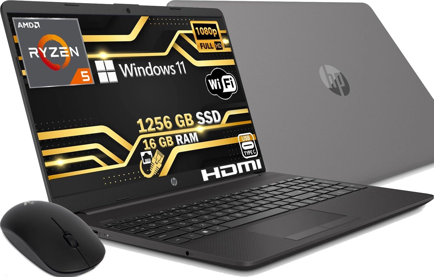 HP Ryzen 5 5500U - 15.6'' 1256GB 16GB