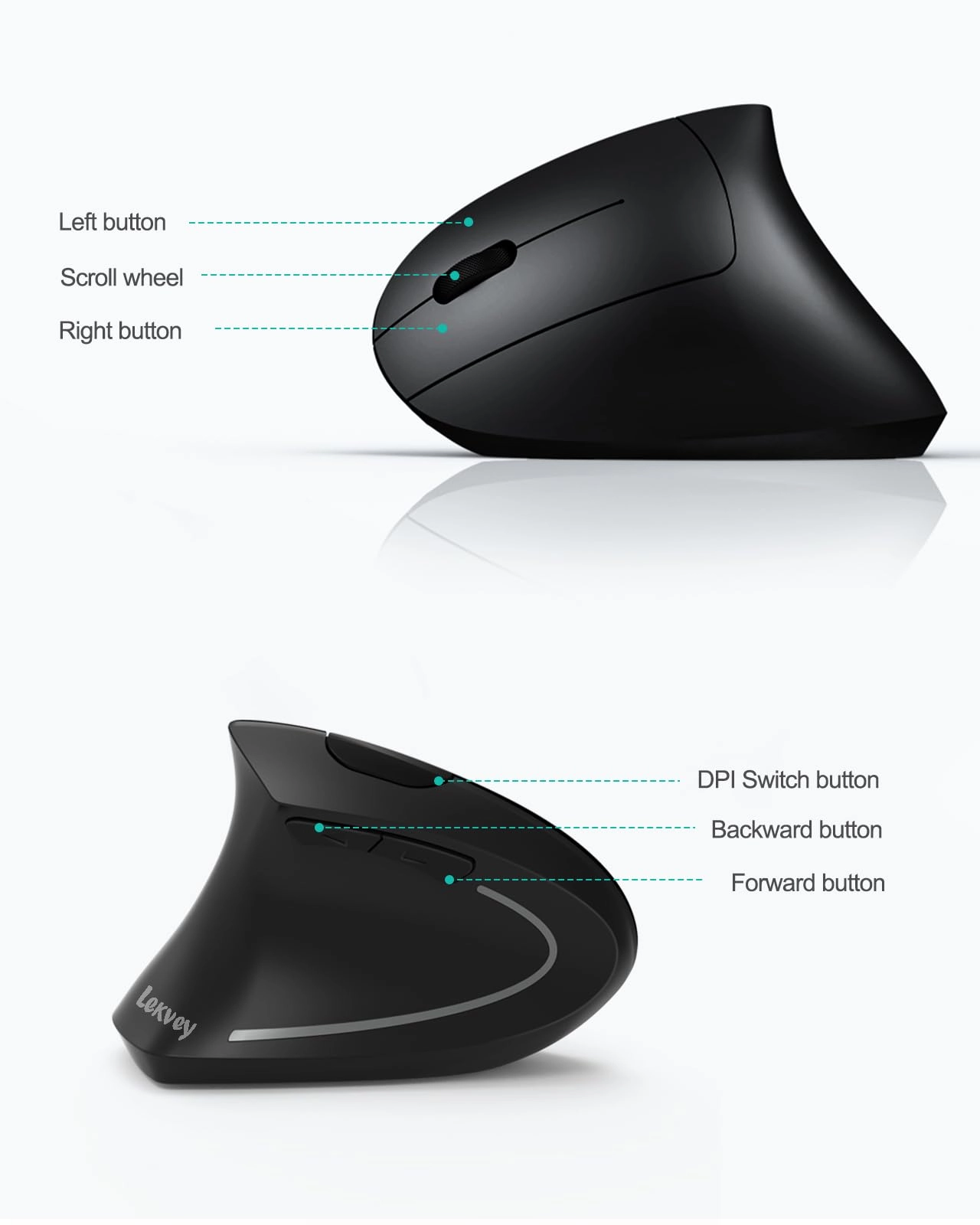 Left Handed Ergonomic Vertical Mouse - Wireless