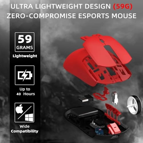 AJ139 59G Ultra Lightweight Gaming Mouse - 2.4G Wireless USB-C Wired