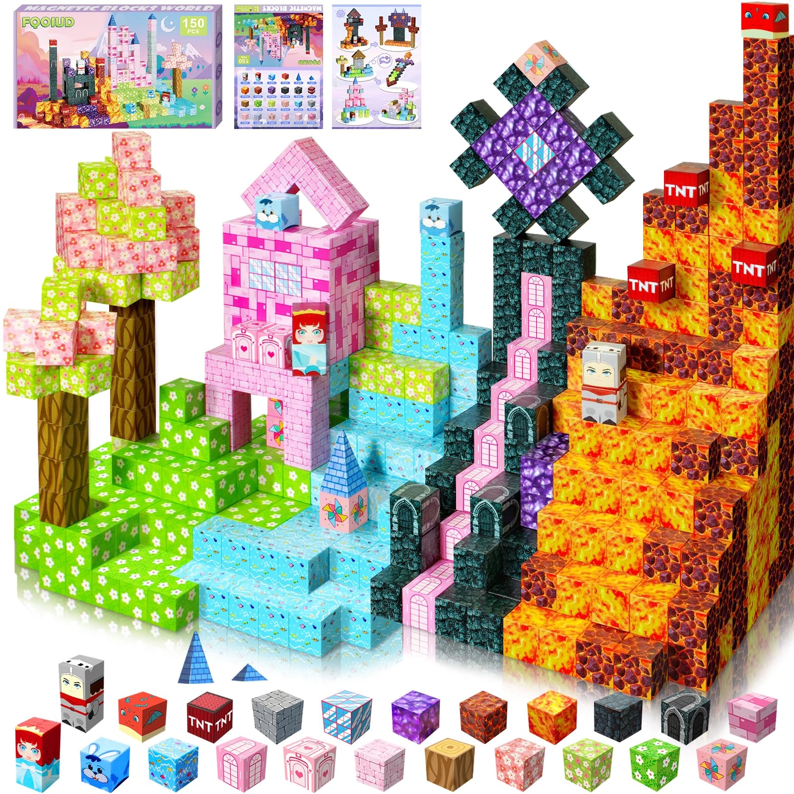 NVDILO Magnetic Blocks - 150 pcs Construction